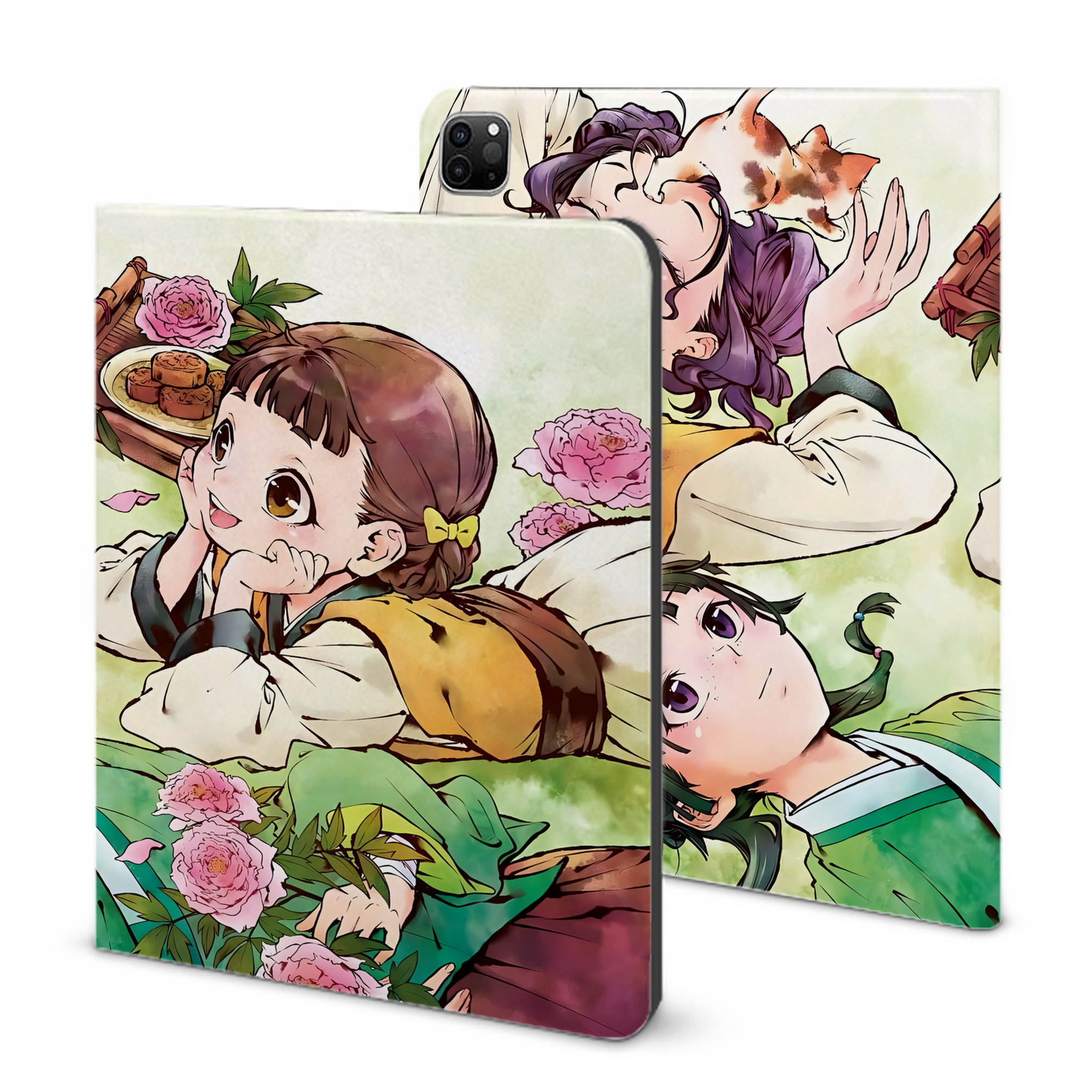 （画像用） 薬屋のひとりごと The Apothecary Diaries IPad ケース ブック型 PUレザー TPU 耐衝撃 軽量 薄型 ペン収納なし 全面保護 IPad 各モデル対応